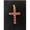 Image 1 : 18K CROSS PENDANT SET WITH GARNETS