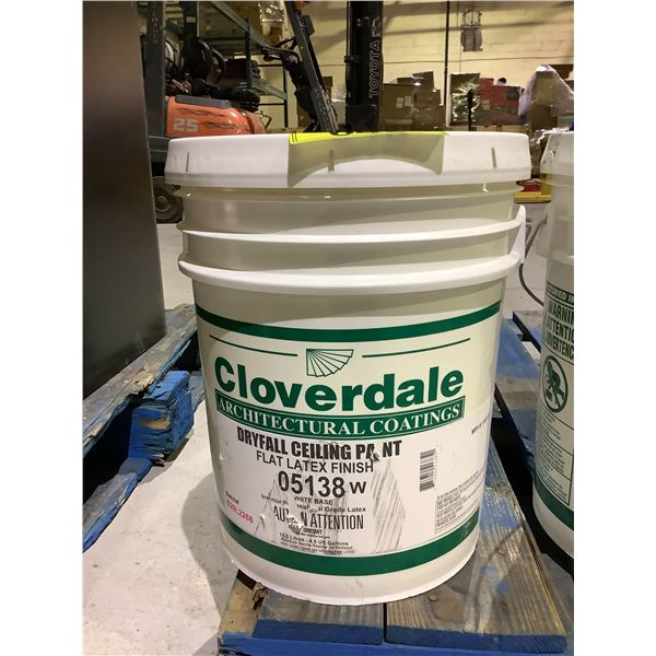 5 GALLON PAIL OF CLOVERDALE ARCHITECTURAL COATING DRYFALL CEILING PAINT FLAT LATEX FINISH 05138 W