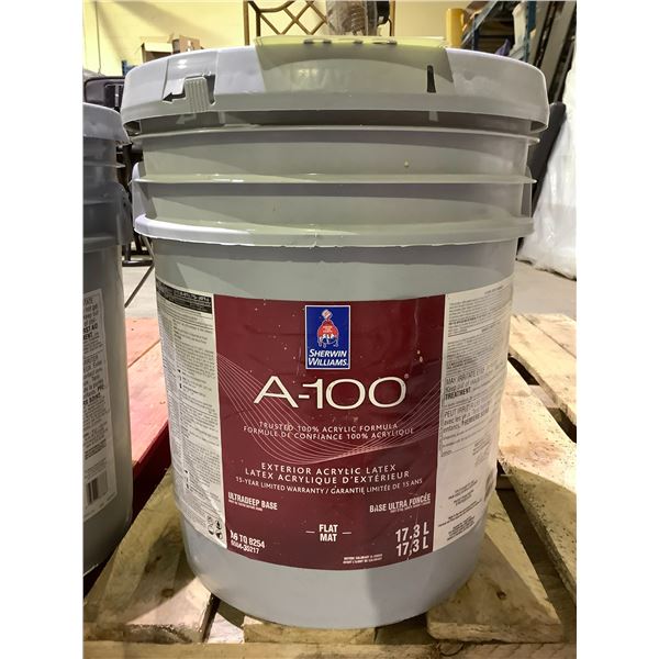 Ultra Deep Base 5 GALLON PAIL OF SHERWIN WILLIAMS A-100 EXTERIOR ACRYLIC LATEX ...