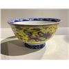 Image 1 : YELLOW GROUND BLUE AND WHITE DRAGON BOWL