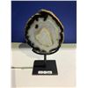 Image 1 : AGATE SLICE ON METAL STAND RETAIL $2498.51 APPROX 6-1/2X5-1/2"