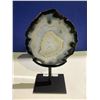 Image 2 : AGATE SLICE ON METAL STAND RETAIL $2498.51 APPROX 6-1/2X5-1/2"