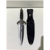 Image 2 : STAINLESS STEEL FANTASY KNIFE WITH SHEATH AND BOX APPROX 12"