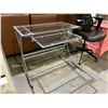 Image 2 : METAL GLASS TOP DESK WITH ROLL-OUT KEYBOARD TRAY APPROX 29 X 31.5"