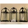 Image 1 : 3 WROUGHT IRON AND GLASS LIGHT FIXTURES