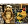 Image 1 : MONKEY (10") & CHICKEN (9") PLASTIC FIGURES