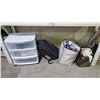 Image 1 : ASSORTED ITEMS INCLUDING; BAGS, 3 SHELF MOBILE STORAGE WITH CONTENTS, CLOTHING & MORE