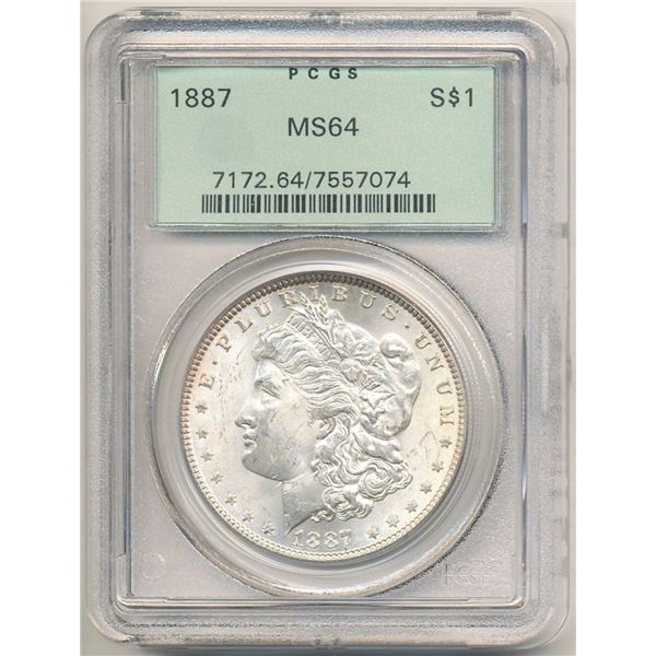 1887 Morgan Silver Dollar PCGS MS64 OGH