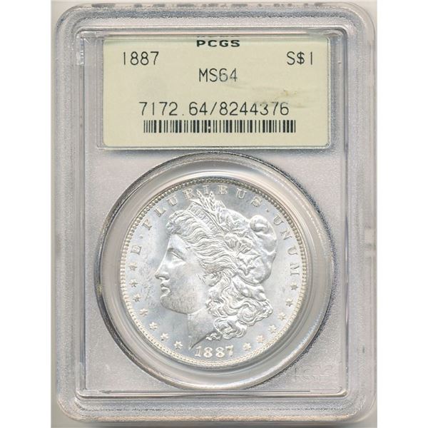 1887 Morgan Silver Dollar PCGS MS64 OGH