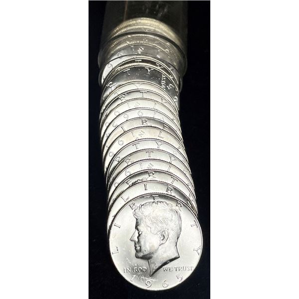 Mint Condition 1965 Silver Kennedy Half Dollar Roll (20-coins)