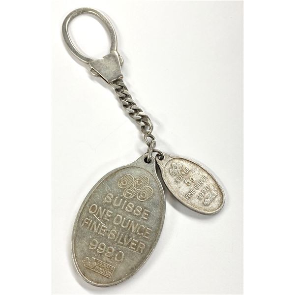 Very Rare Credit Suisse 1 ozt / 5g .999 Silver Keychain