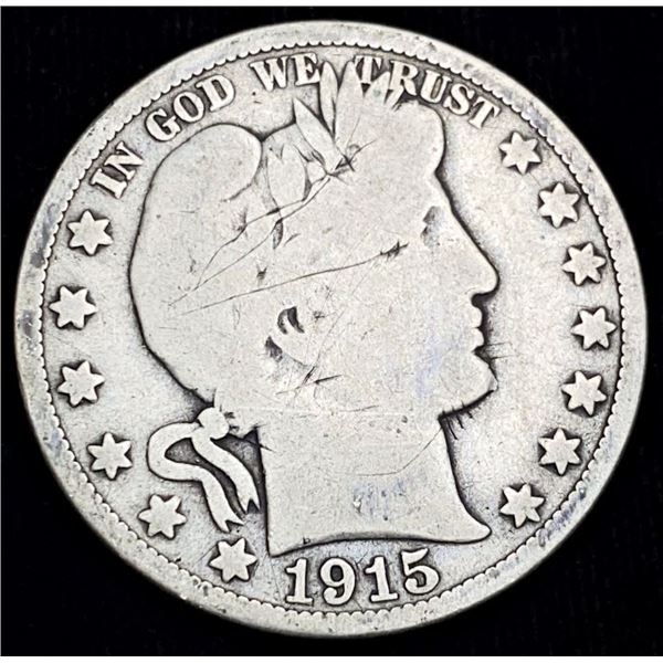 1915 Barber Silver Half Dollar Good Details