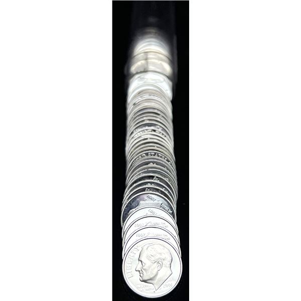 2001-S Mint Condition 90% Silver Dime Roll (50-Coins)