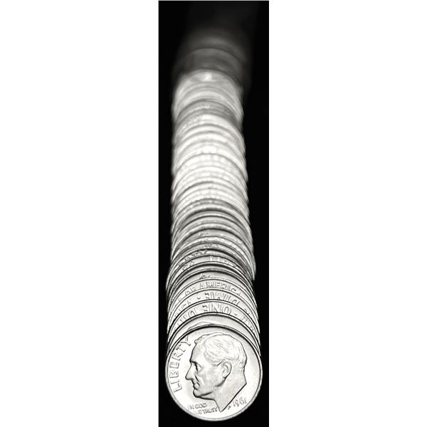 1961 Mint Condition 90% Silver Dime Roll (50-Coins)