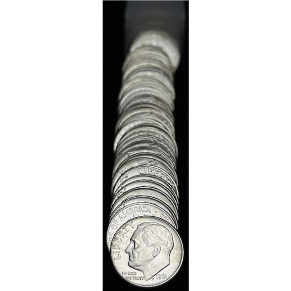 1961 Mint Condition 90% Silver Dime Roll (50-Coins)