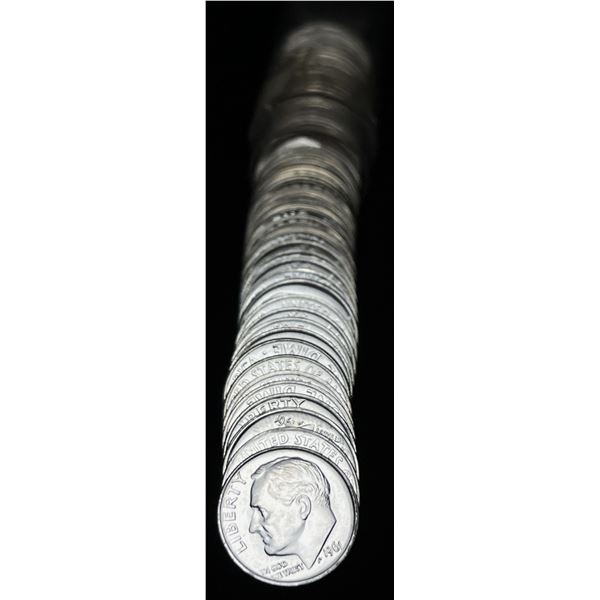 1961-P Mint Condition 90% Silver Dime Roll (50-Coins)