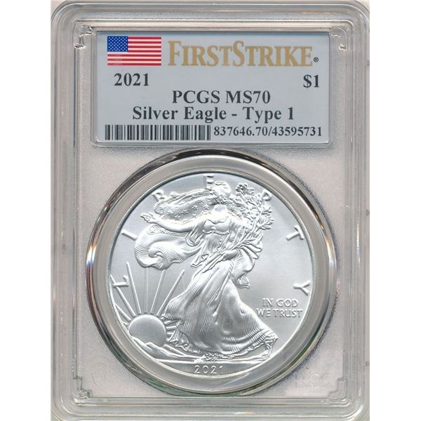 2021 American Silver Eagle First Strike PCGS MS70