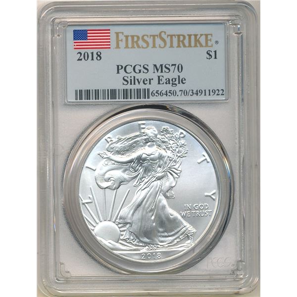 2018 American Silver Eagle First Strike PCGS MS70
