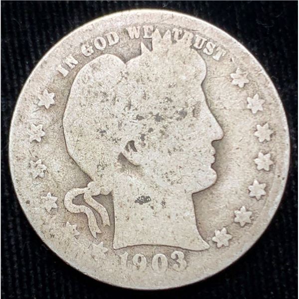 Rare Date 1903-S Barber 90% Silver Quarter