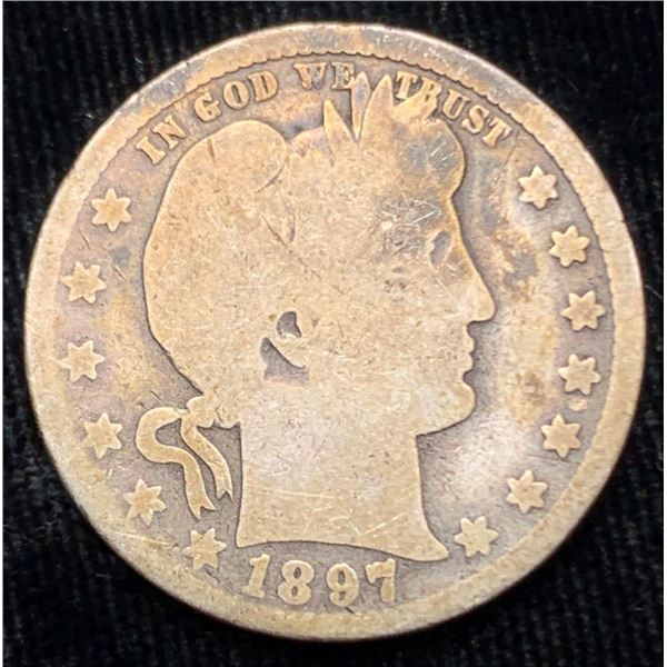 Rare Date 1897-O Barber 90% Silver Quarter