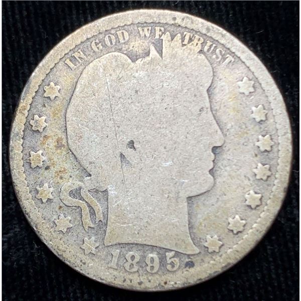 Rare Date 1895-S Barber 90% Silver Quarter