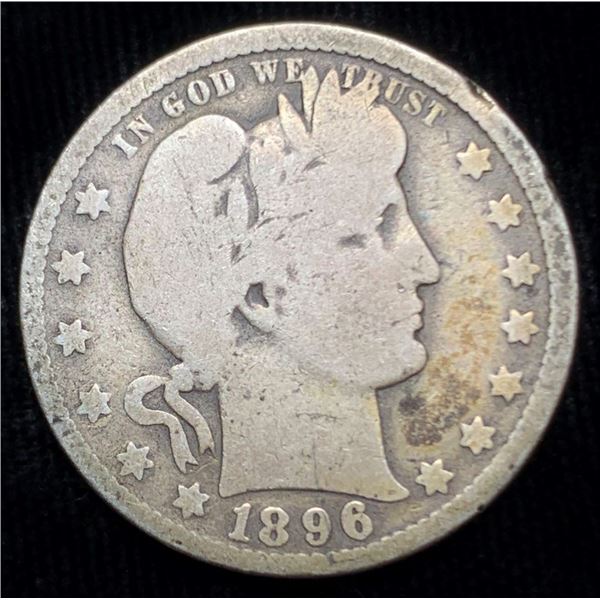 Rare Date 1896-O Barber 90% Silver Quarter