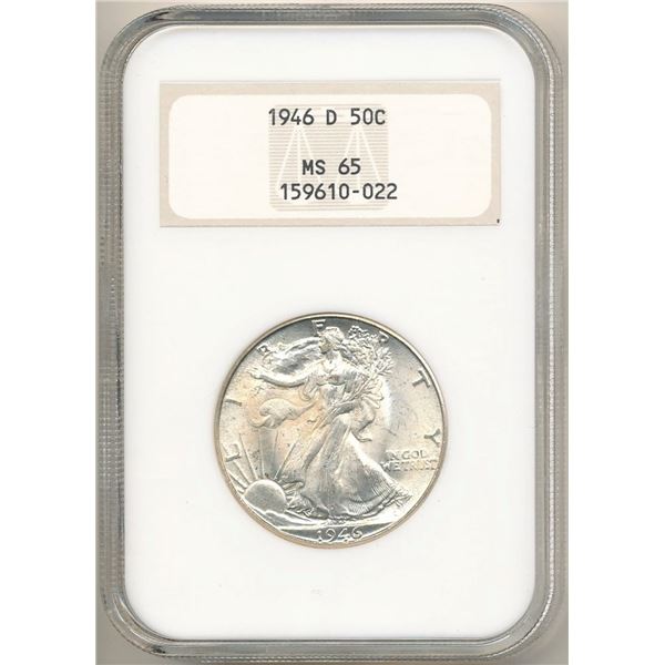 1946-D Walking Liberty Silver Half Dollar NGC MS65