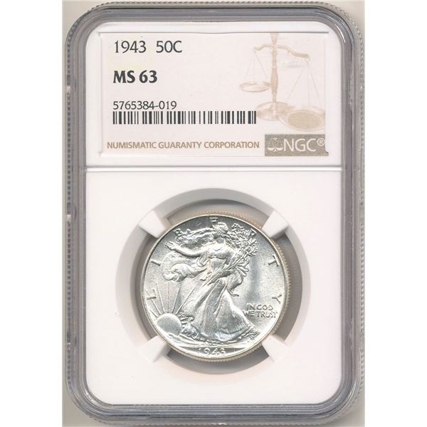 1943 Walking Liberty Silver Half Dollar NGC MS63