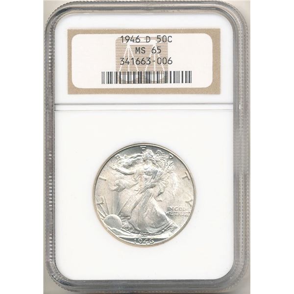1946-D Walking Liberty Silver Half Dollar NGC MS65