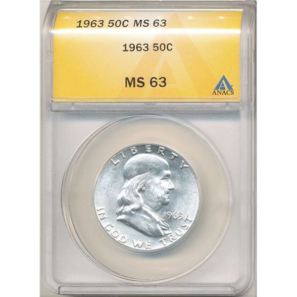 1963 Franklin Silver Half Dollar ANACS MS63