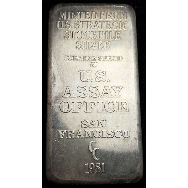 Vintage 1981-CC U.S. Assay Office 10 ozt .999 Silver Bar