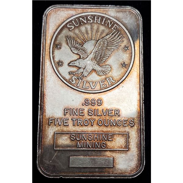 Vintage Sunshine Mining Company 5 ozt .999 Silver Bar