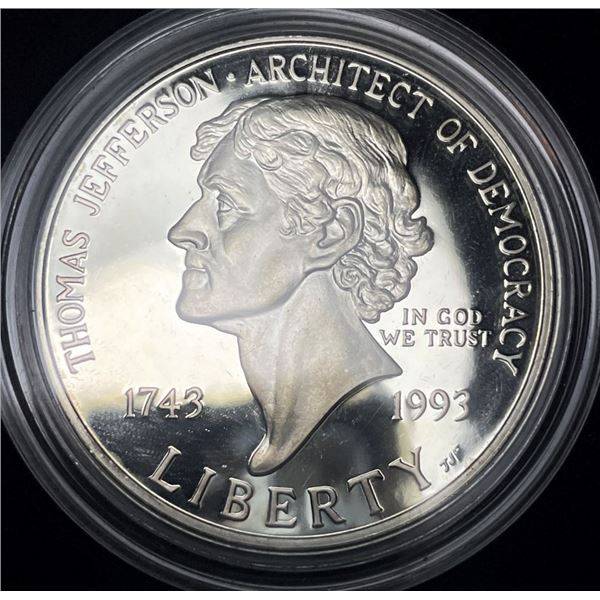 1993-S Thomas Jefferson U.S. Proof Silver Commemorative Dollar MS69
