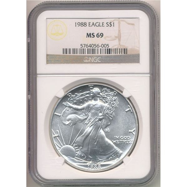 1988 American Silver Eagle NGC MS69