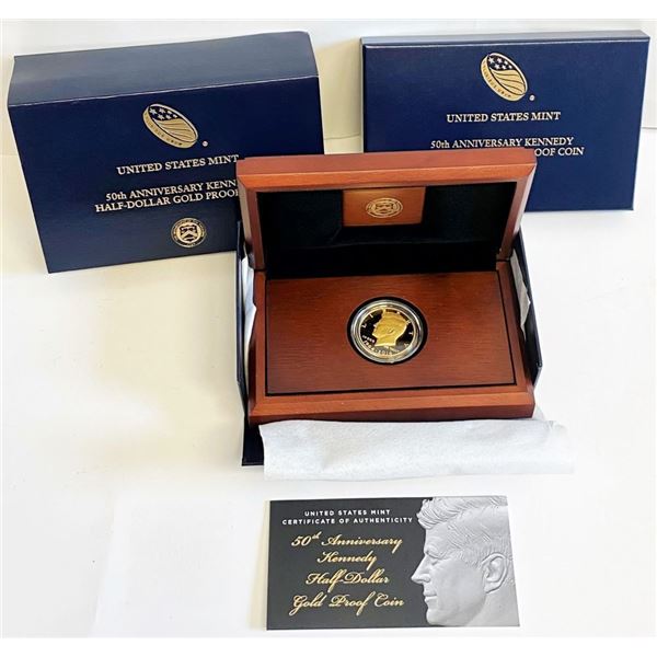 Last Minute! 2014-W .9999 Gold Proof Kennedy Half Dollar 50th Anniversary