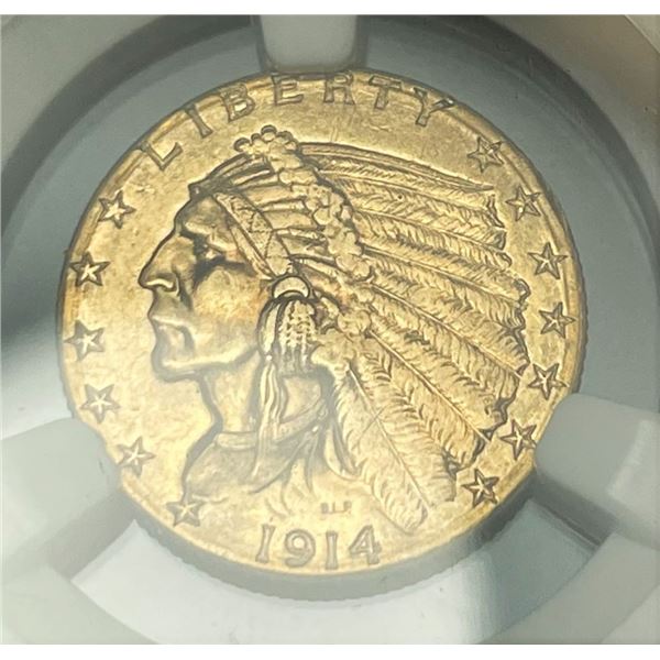 1914-D Gold $2.50 Indian Head NGC MS62