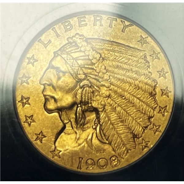 1908 Gold $2.50 Indian Head ANACS AU58