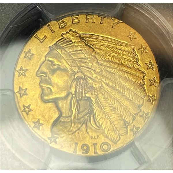 1910 Gold $2.50 Indian Head PCGS AU55