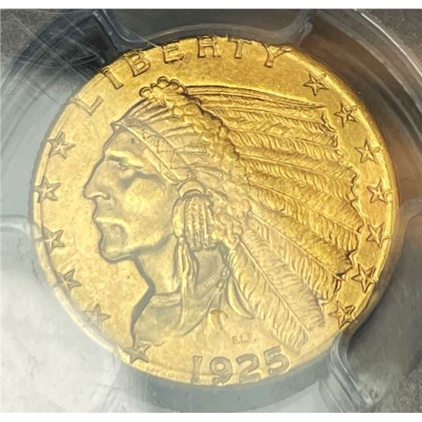 1925-D Gold $2.50 Indian Head PCGS MS63
