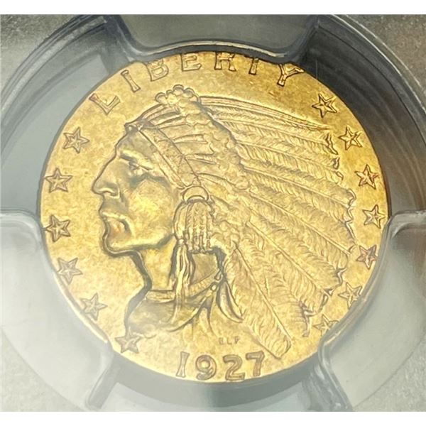 1927 Gold $2.50 Indian Head PCGS MS62