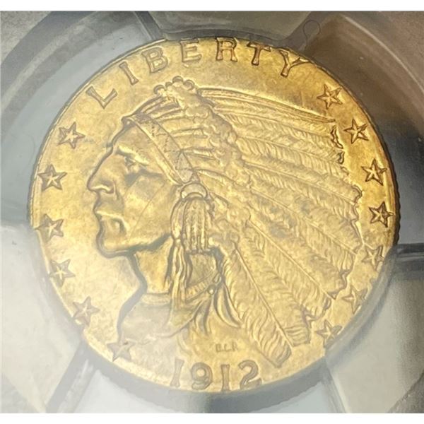 1912 Gold $2.50 Indian Head PCGS MS62