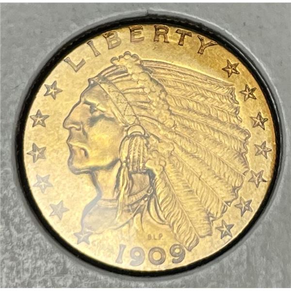 1909 Gold $2.50 Indian Head Crisp AU