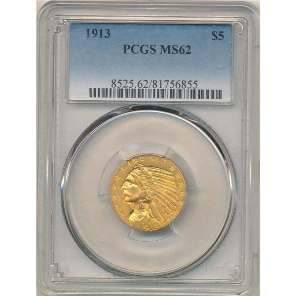 1913 Gold Indian Head $5 PCGS MS62
