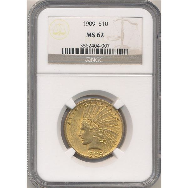 Last Minute! 1909 $10 Indian Gold NGC MS62