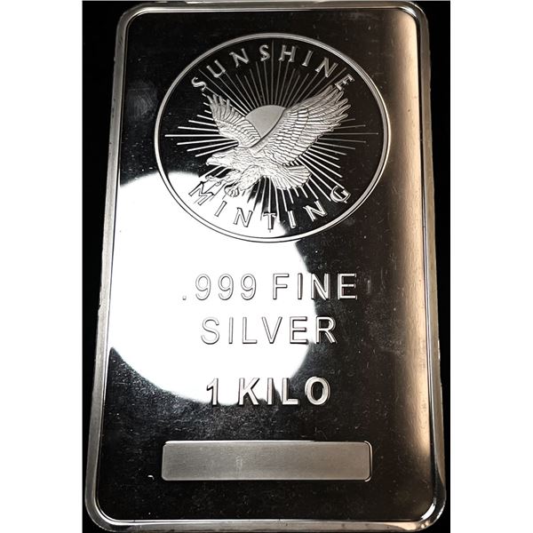 Last Minute! Sunshine Minting .999 Silver 1 Kilo Bar