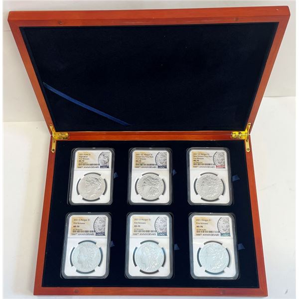 (6-coins) 2021 Morgan and Peace Silver Dollars NGC MS70 First Release