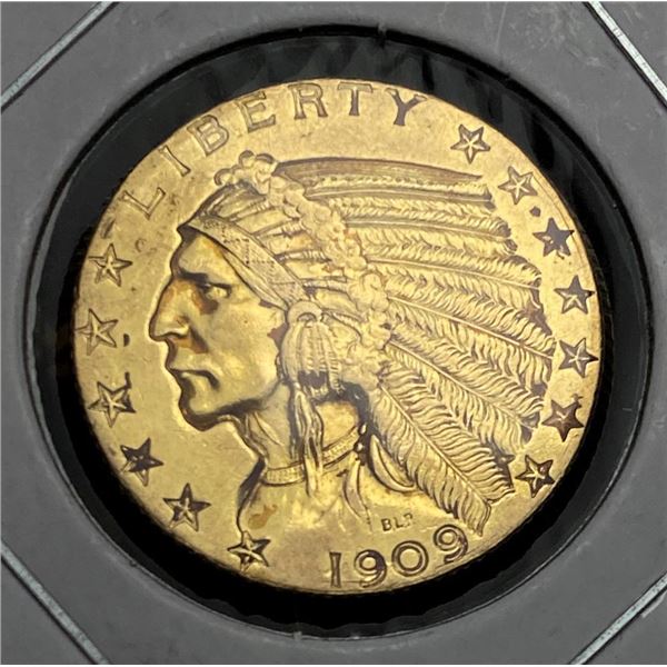 1909-D Gold $5 Indian Head Almost Mint Details