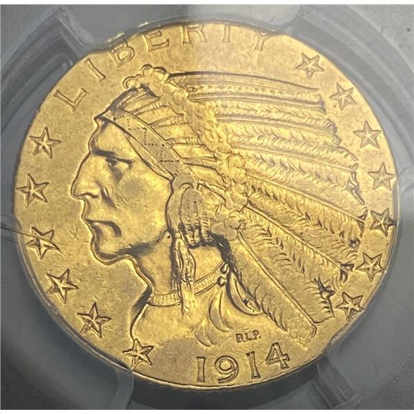 1914 Gold $5 Indian Head PCGS AU55