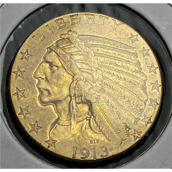 1913 Gold $5 Indian Head AU58