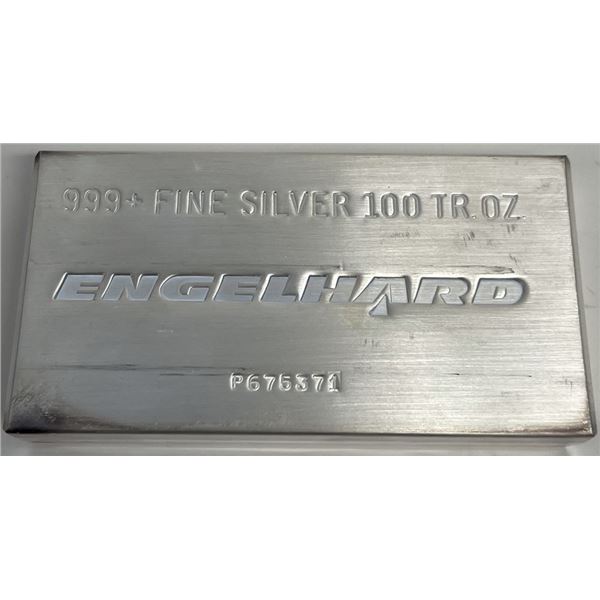 Lat Minute! Cast Poured Engelhard .999 100 ozt Bar With Packaging